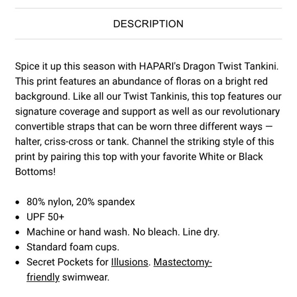 Hapari Dragon Twist Tankini Halter Swim Top XS NEW - Picture 3 of 7